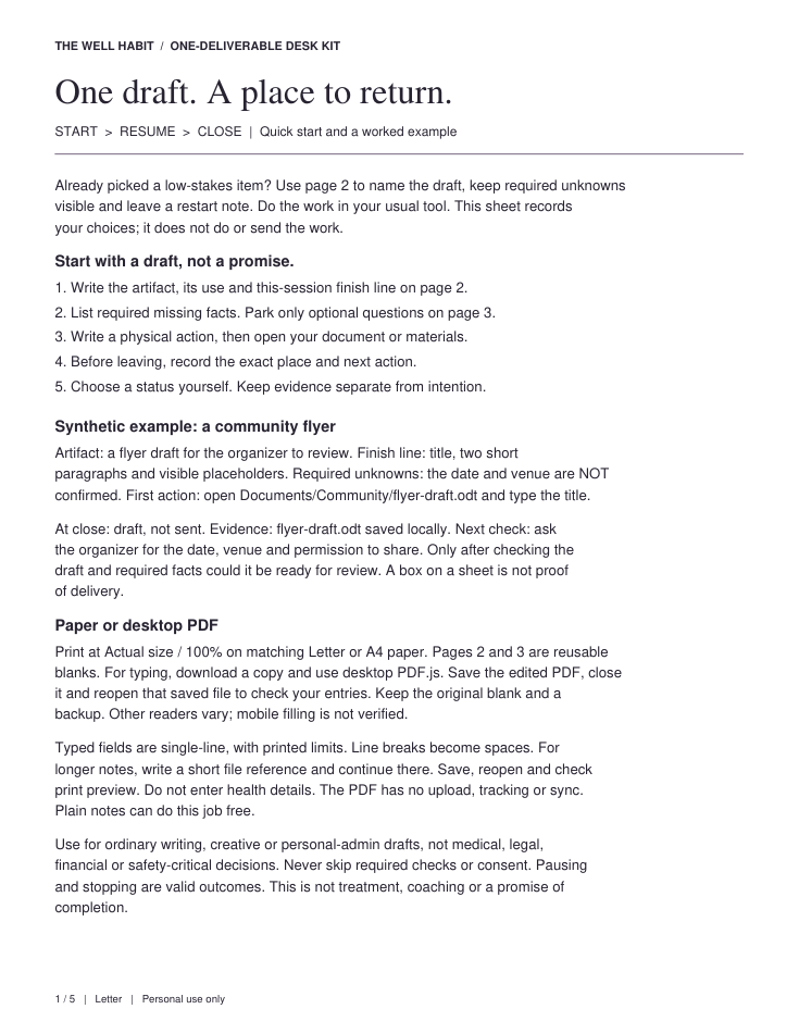Page 1: Quick start + flyer case