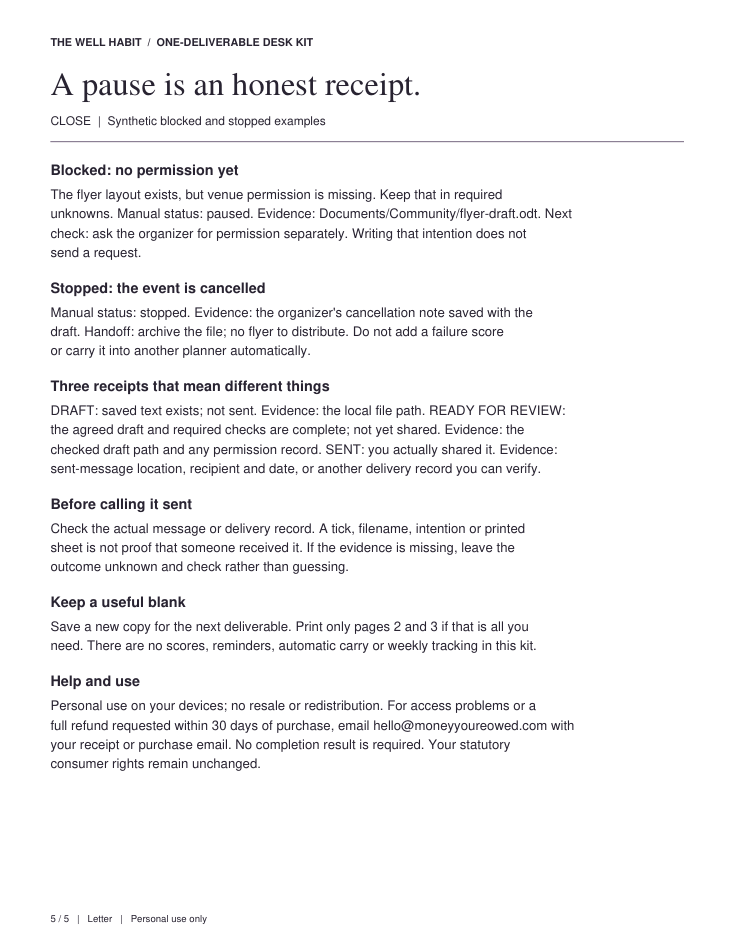 Page 5: Paused / stopped receipts